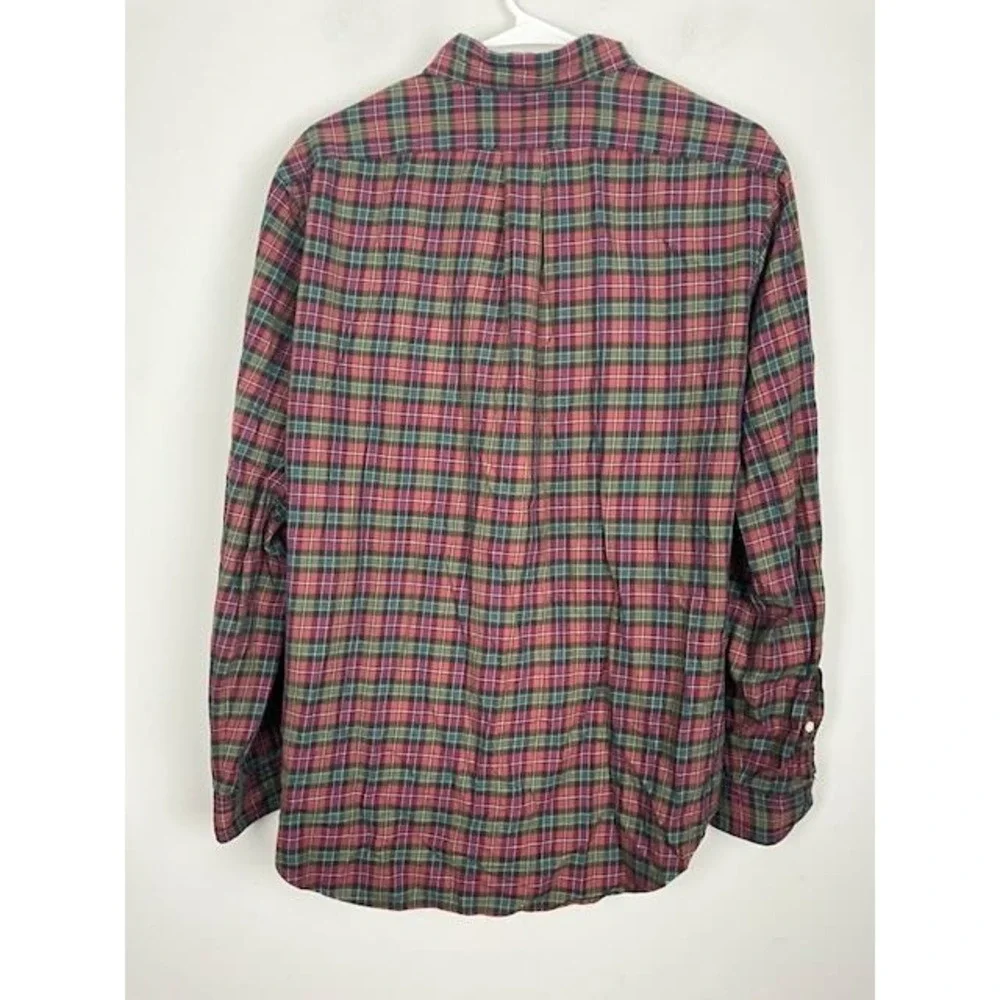 Ralph Lauren Classic Fit Button Down Shirt Mens M Red Green Tartan Plaid‎ Cotton - Picture 5 of 8